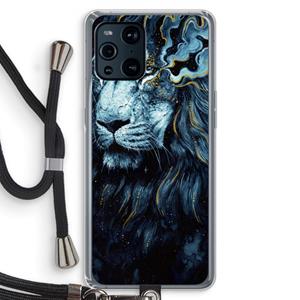 CaseCompany Darkness Lion: Oppo Find X3 Pro Transparant Hoesje met koord
