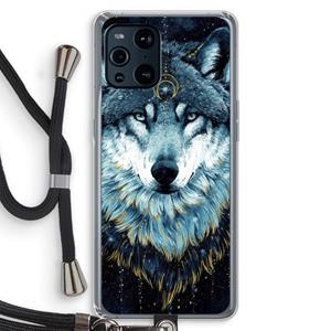 CaseCompany Darkness Wolf: Oppo Find X3 Pro Transparant Hoesje met koord