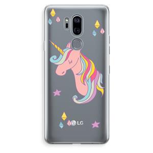 CaseCompany Roze eenhoorn: LG G7 Thinq Transparant Hoesje