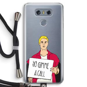 CaseCompany Gimme a call: LG G6 Transparant Hoesje met koord