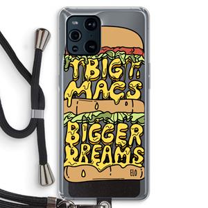 CaseCompany Big Macs Bigger Dreams: Oppo Find X3 Pro Transparant Hoesje met koord