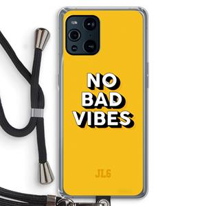 CaseCompany No Bad Vibes: Oppo Find X3 Pro Transparant Hoesje met koord
