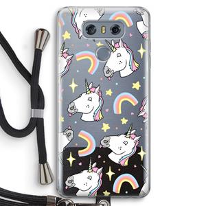 CaseCompany Rainbow Unicorn: LG G6 Transparant Hoesje met koord