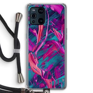 CaseCompany Pink Clouds: Oppo Find X3 Pro Transparant Hoesje met koord