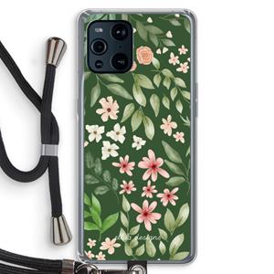 CaseCompany Botanical green sweet flower heaven: Oppo Find X3 Pro Transparant Hoesje met koord