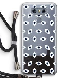 CaseCompany Eyes pattern: LG G6 Transparant Hoesje met koord