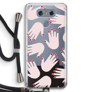 CaseCompany Hands pink: LG G6 Transparant Hoesje met koord