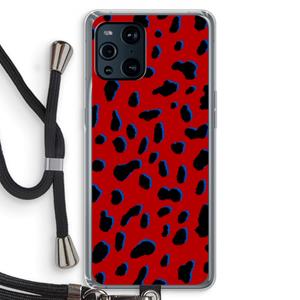 CaseCompany Red Leopard: Oppo Find X3 Pro Transparant Hoesje met koord