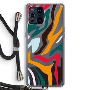 CaseCompany Colored Zebra: Oppo Find X3 Pro Transparant Hoesje met koord