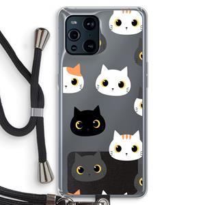 CaseCompany Katten: Oppo Find X3 Pro Transparant Hoesje met koord