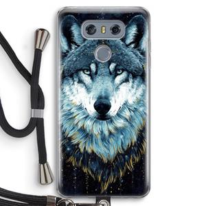 CaseCompany Darkness Wolf: LG G6 Transparant Hoesje met koord