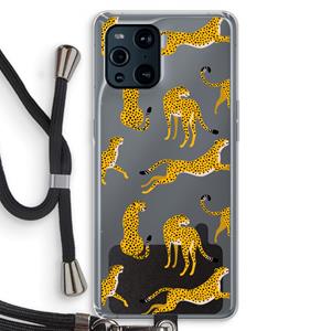 CaseCompany Luipaard: Oppo Find X3 Pro Transparant Hoesje met koord