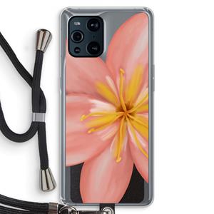 CaseCompany Pink Ellila Flower: Oppo Find X3 Pro Transparant Hoesje met koord