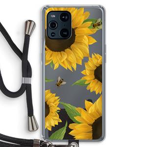 CaseCompany Sunflower and bees: Oppo Find X3 Pro Transparant Hoesje met koord