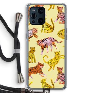 CaseCompany Cute Tigers and Leopards: Oppo Find X3 Pro Transparant Hoesje met koord