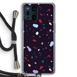 CaseCompany Dark Rounded Terrazzo: Oppo Find X3 Pro Transparant Hoesje met koord