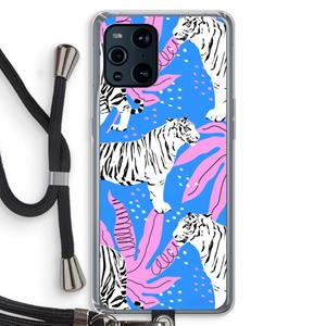 CaseCompany Tijger: Oppo Find X3 Pro Transparant Hoesje met koord