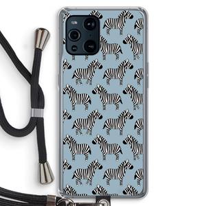 CaseCompany Zebra: Oppo Find X3 Pro Transparant Hoesje met koord