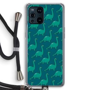 CaseCompany Diplodocus: Oppo Find X3 Pro Transparant Hoesje met koord