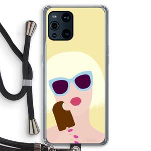 CaseCompany Ice cream: Oppo Find X3 Pro Transparant Hoesje met koord