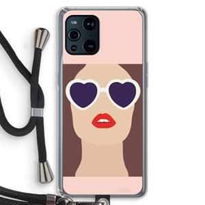 CaseCompany Red lips: Oppo Find X3 Pro Transparant Hoesje met koord