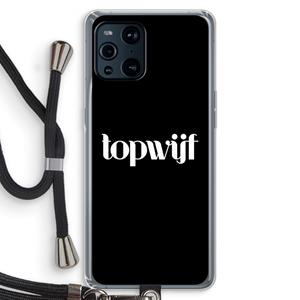 CaseCompany Topwijf Zwart: Oppo Find X3 Pro Transparant Hoesje met koord