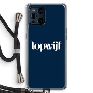 CaseCompany Topwijf Navy: Oppo Find X3 Pro Transparant Hoesje met koord