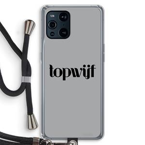 CaseCompany Topwijf Grijs Zwart: Oppo Find X3 Pro Transparant Hoesje met koord