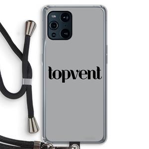 CaseCompany Topvent Grijs Zwart: Oppo Find X3 Pro Transparant Hoesje met koord