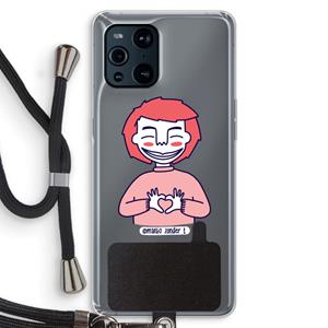 CaseCompany Hartje: Oppo Find X3 Pro Transparant Hoesje met koord