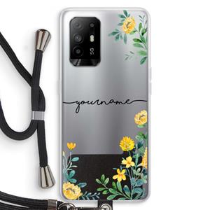CaseCompany Gele bloemen: Oppo A94 5G Transparant Hoesje met koord