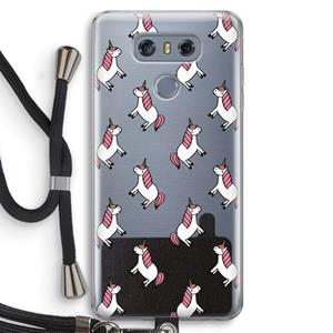 CaseCompany Eenhoorns overal: LG G6 Transparant Hoesje met koord