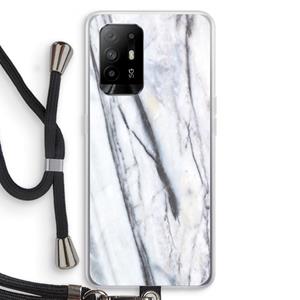 CaseCompany Gestreepte marmer: Oppo A94 5G Transparant Hoesje met koord