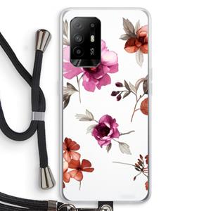 CaseCompany Geschilderde bloemen: Oppo A94 5G Transparant Hoesje met koord