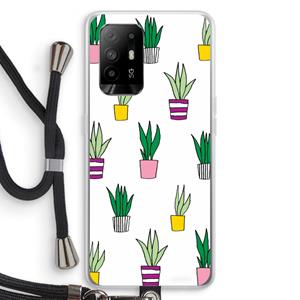 CaseCompany Sanseveria: Oppo A94 5G Transparant Hoesje met koord
