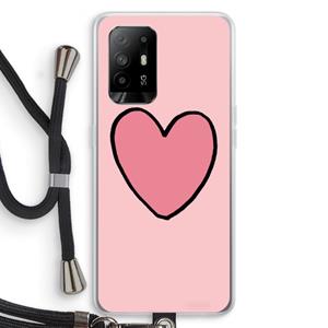 CaseCompany Hartje: Oppo A94 5G Transparant Hoesje met koord