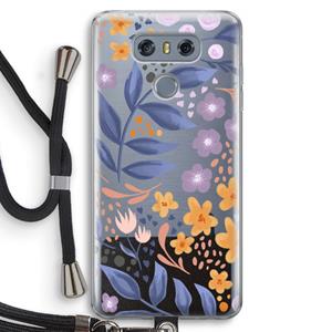 CaseCompany Flowers with blue leaves: LG G6 Transparant Hoesje met koord