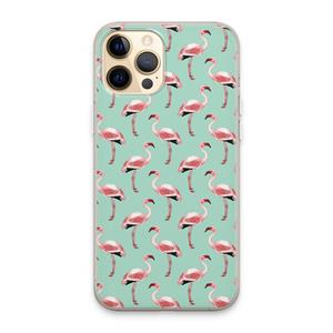 CaseCompany Flamingoprint groen: iPhone 13 Pro Max Transparant Hoesje