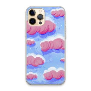 CaseCompany Roze wolken met vogels: iPhone 13 Pro Max Transparant Hoesje