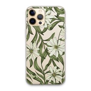 CaseCompany Wit bloemenpatroon: iPhone 13 Pro Max Transparant Hoesje
