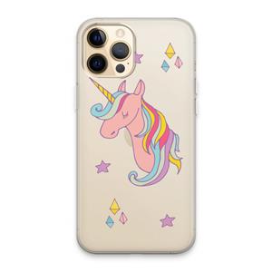 CaseCompany Roze eenhoorn: iPhone 13 Pro Max Transparant Hoesje