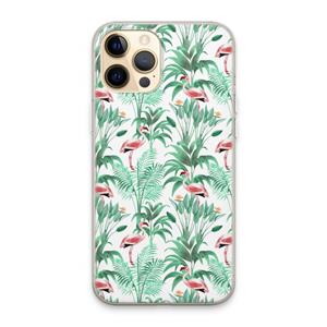 CaseCompany Flamingo bladeren: iPhone 13 Pro Max Transparant Hoesje