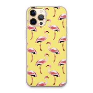 CaseCompany Flamingo's geel: iPhone 13 Pro Max Transparant Hoesje