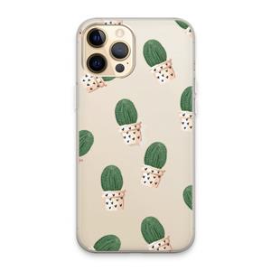 CaseCompany Cactusprint roze: iPhone 13 Pro Max Transparant Hoesje