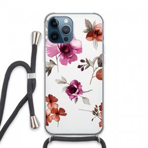 CaseCompany Geschilderde bloemen: iPhone 13 Pro Max Transparant Hoesje met koord