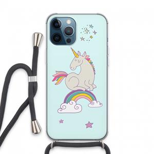 CaseCompany Regenboog eenhoorn: iPhone 13 Pro Max Transparant Hoesje met koord