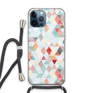CaseCompany Gekleurde driehoekjes pastel: iPhone 13 Pro Max Transparant Hoesje met koord