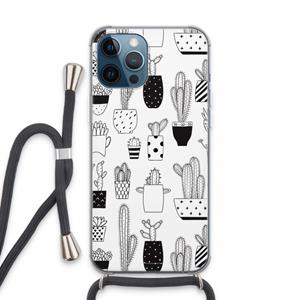 CaseCompany Cactusmotief: iPhone 13 Pro Max Transparant Hoesje met koord