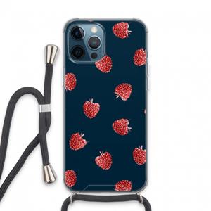 CaseCompany Framboosjes: iPhone 13 Pro Max Transparant Hoesje met koord