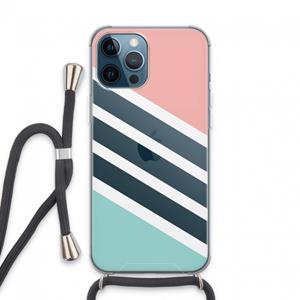 CaseCompany Strepen pastel: iPhone 13 Pro Max Transparant Hoesje met koord
